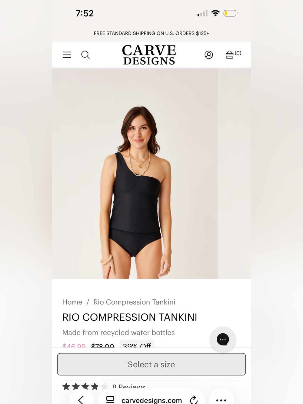 Carve Designs Black One-Shoulder Rio Compression Tankini Top